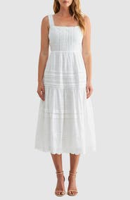 Mila Mae Embroidered Cotton Fit & Flare Midi Sundress