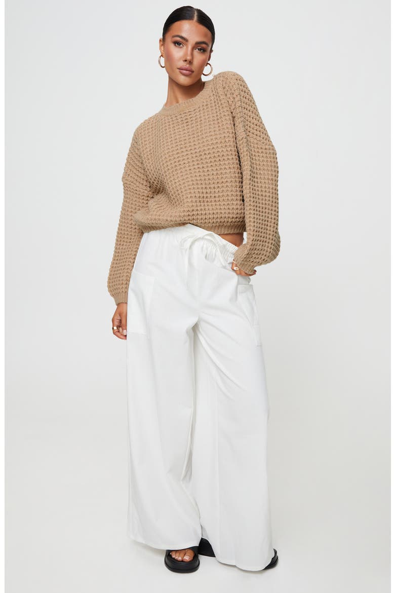 Brunie Wide Leg Cotton & Linen Cargo Pants, Alternate, color, OFF WHITE