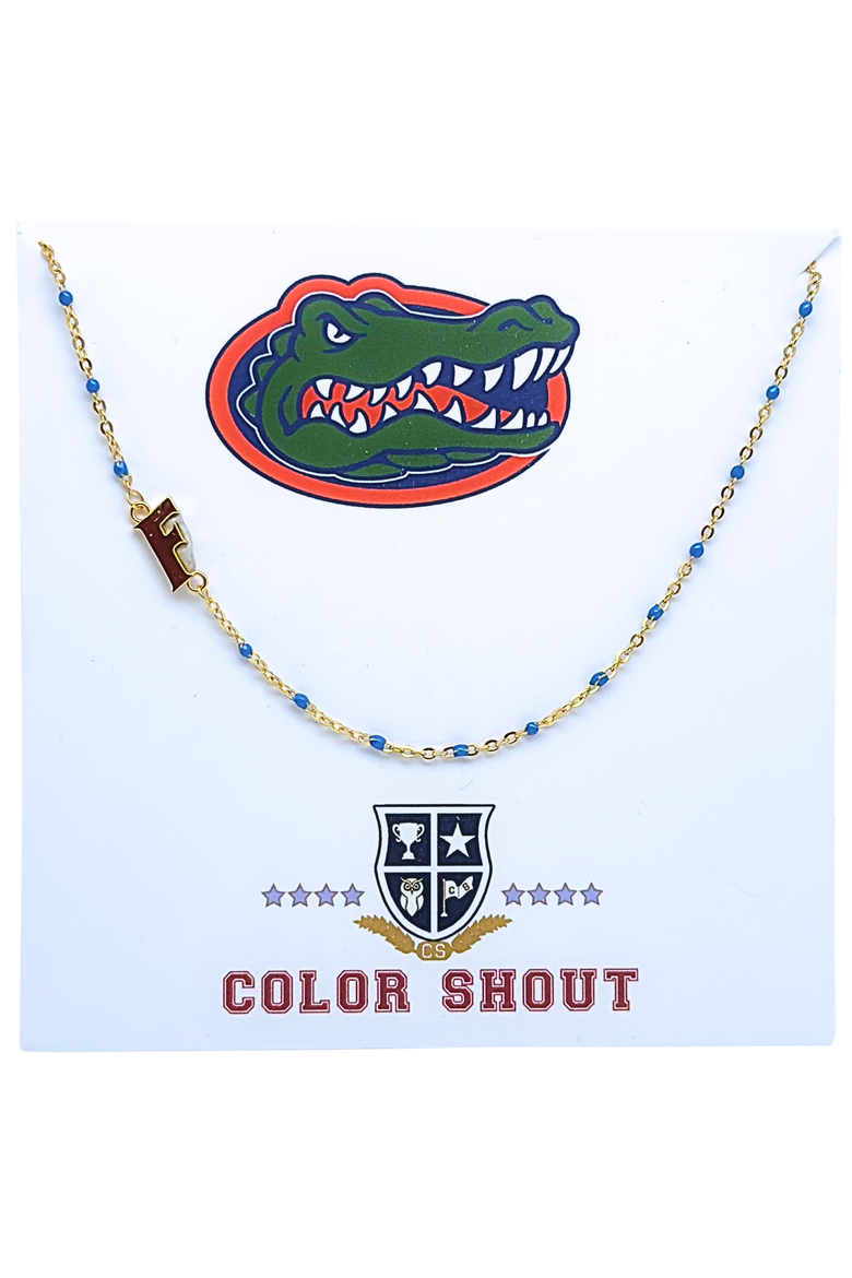 Uiversity of Florida Side Necklace, Main, color, Yellow Gold