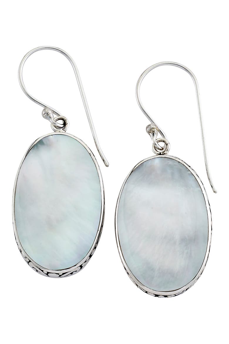 Sterling Silver Mother of Pearl Drop Earrings, Main, color, WHITE