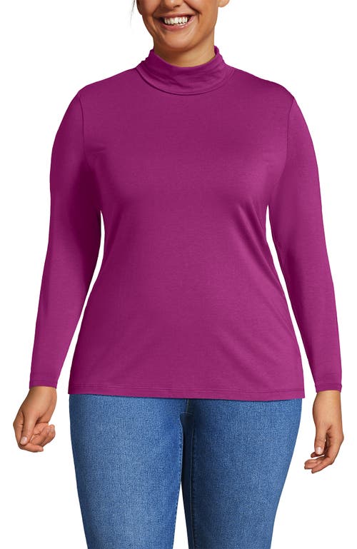 Lands' End Lightweight Jersey Skimming Long Sleeve Turtleneck In Purple