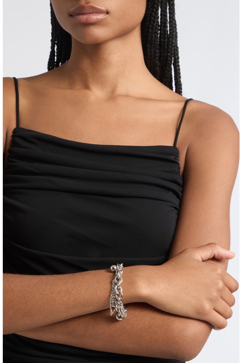 Salem Imitation Pearl Mixed Chain Bracelet, Alternate, color, PALLADIUM