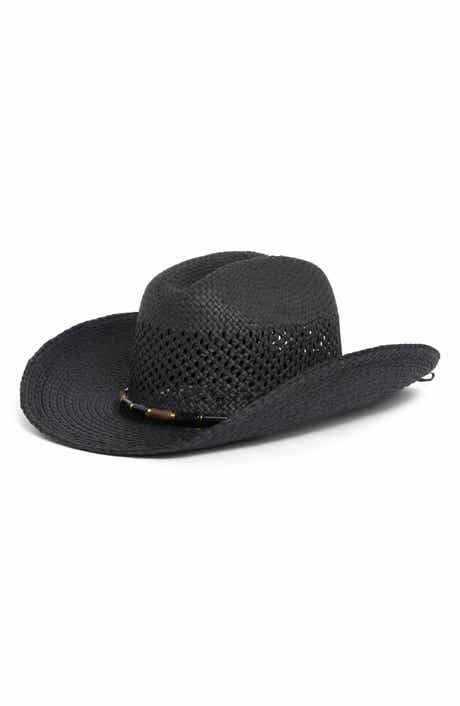 Vince Camuto Stone Trim Straw Cowboy Hat