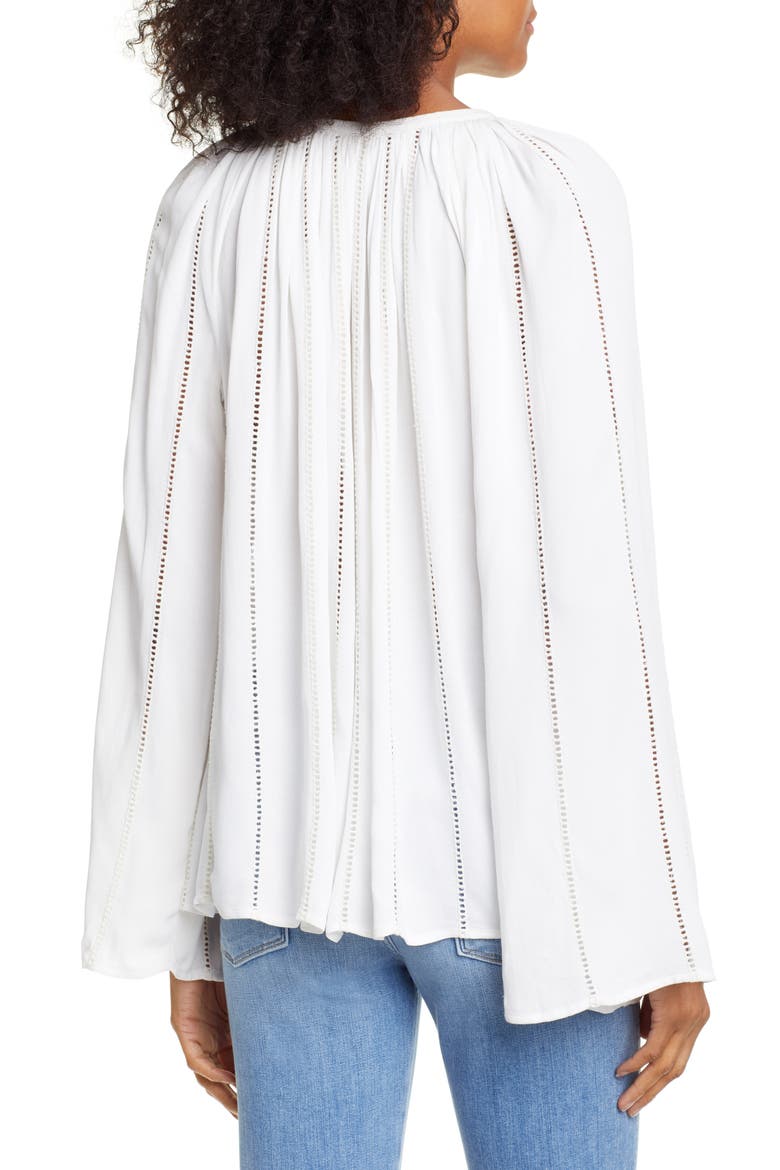 Lattice Peasant Top, Alternate, color, OFF WHITE