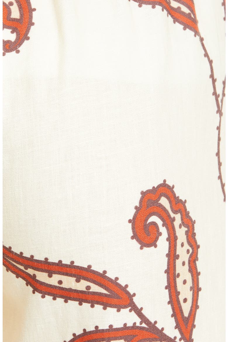 Leaf Print Linen Paperbag Pants, Alternate, color, ECRU