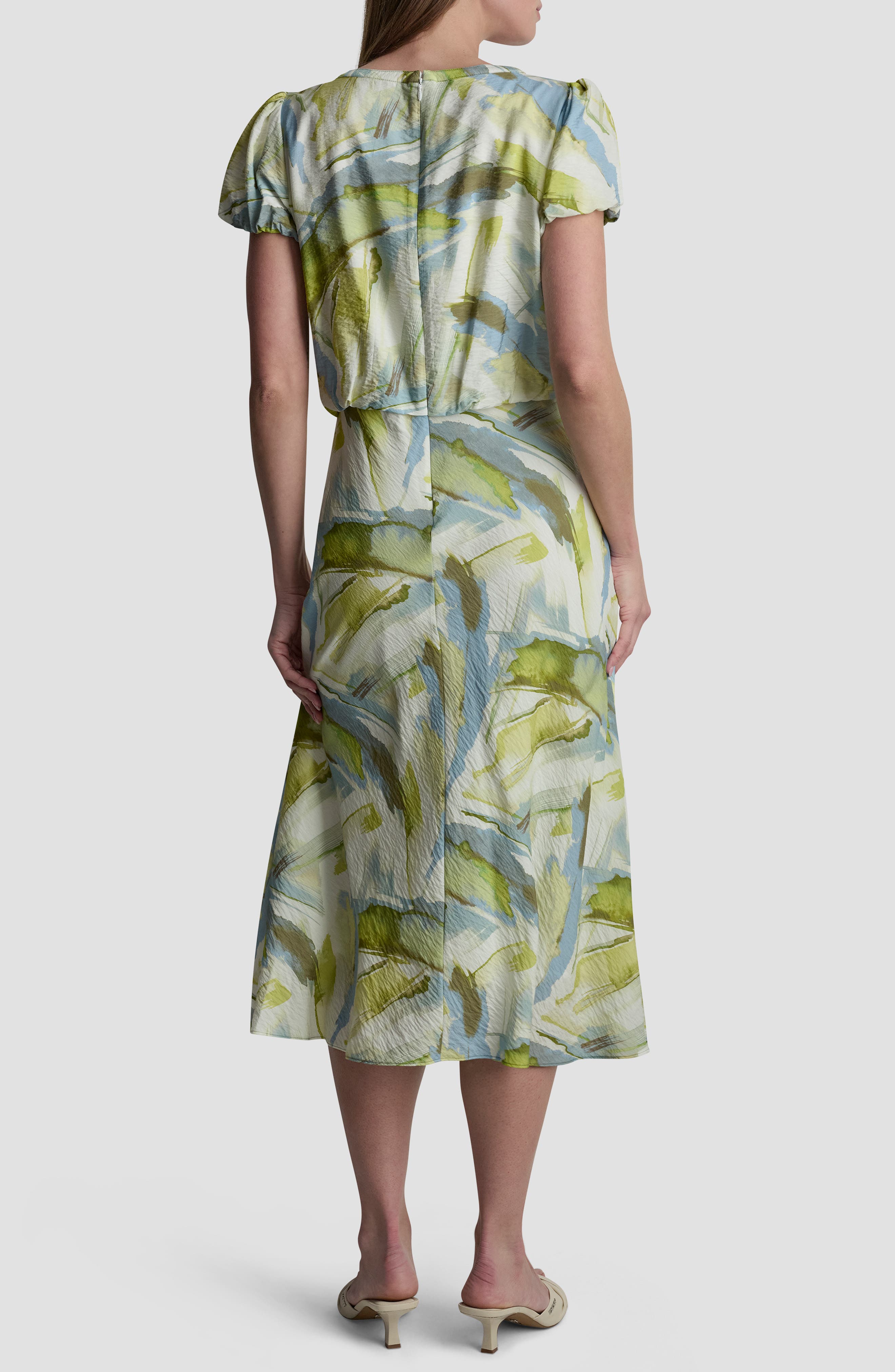 Abstract Print Voile Midi Dress - image 2