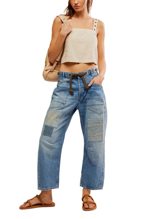 Shop Free People Syd Grommet Crop Linen Blend Tank In Wet Plaster