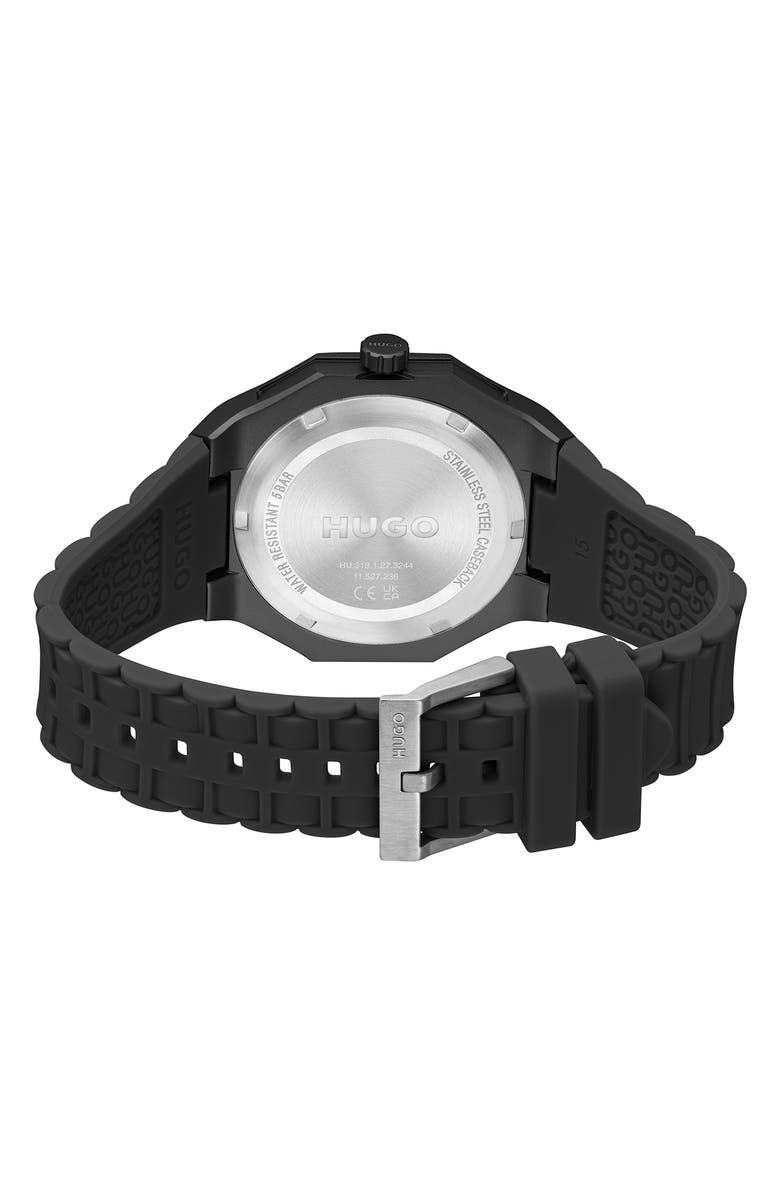 BOSS Grail Silicone Strap Watch, 42mm, Alternate, color, Black
