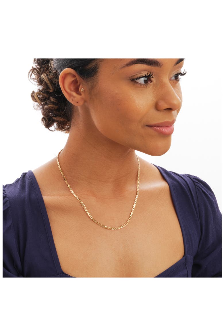 14K Yellow Gold Plated Mixed Mariner Chain Necklace, Alternate, color, GOLD