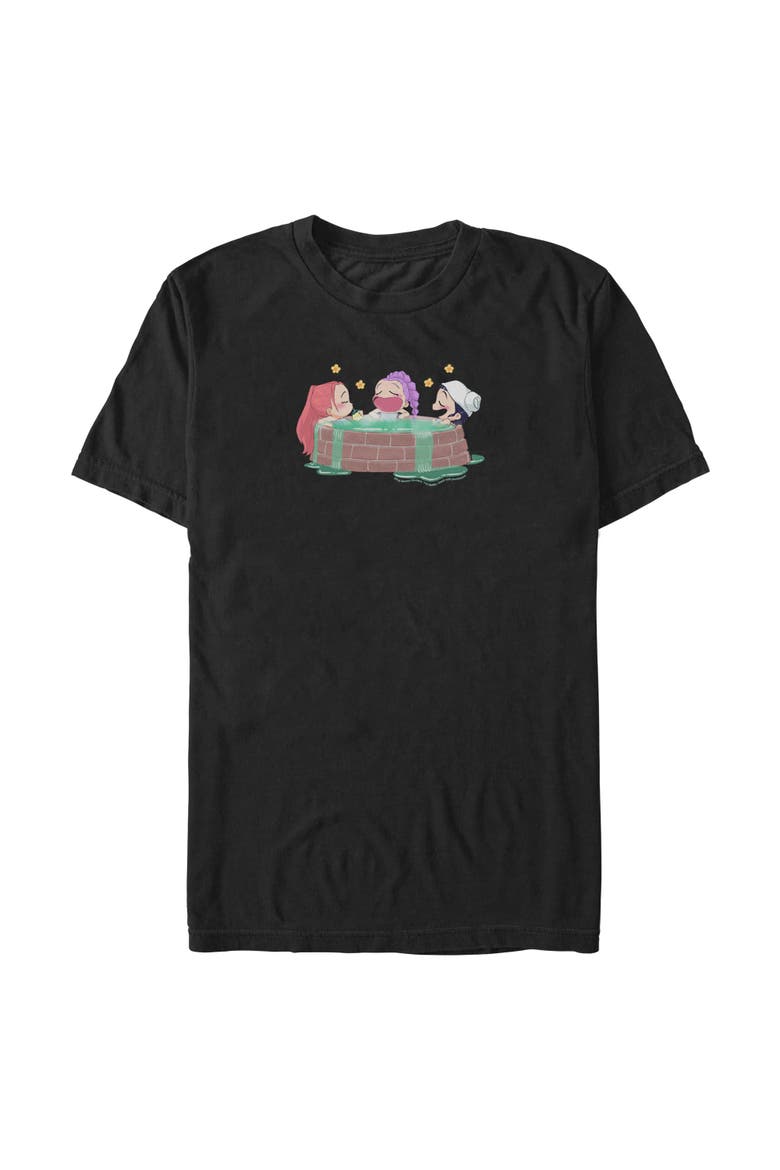 Mens KPop Demon Hunters Rumi, Mira and Zoey Relaxing T Shirt, Main, color, Black
