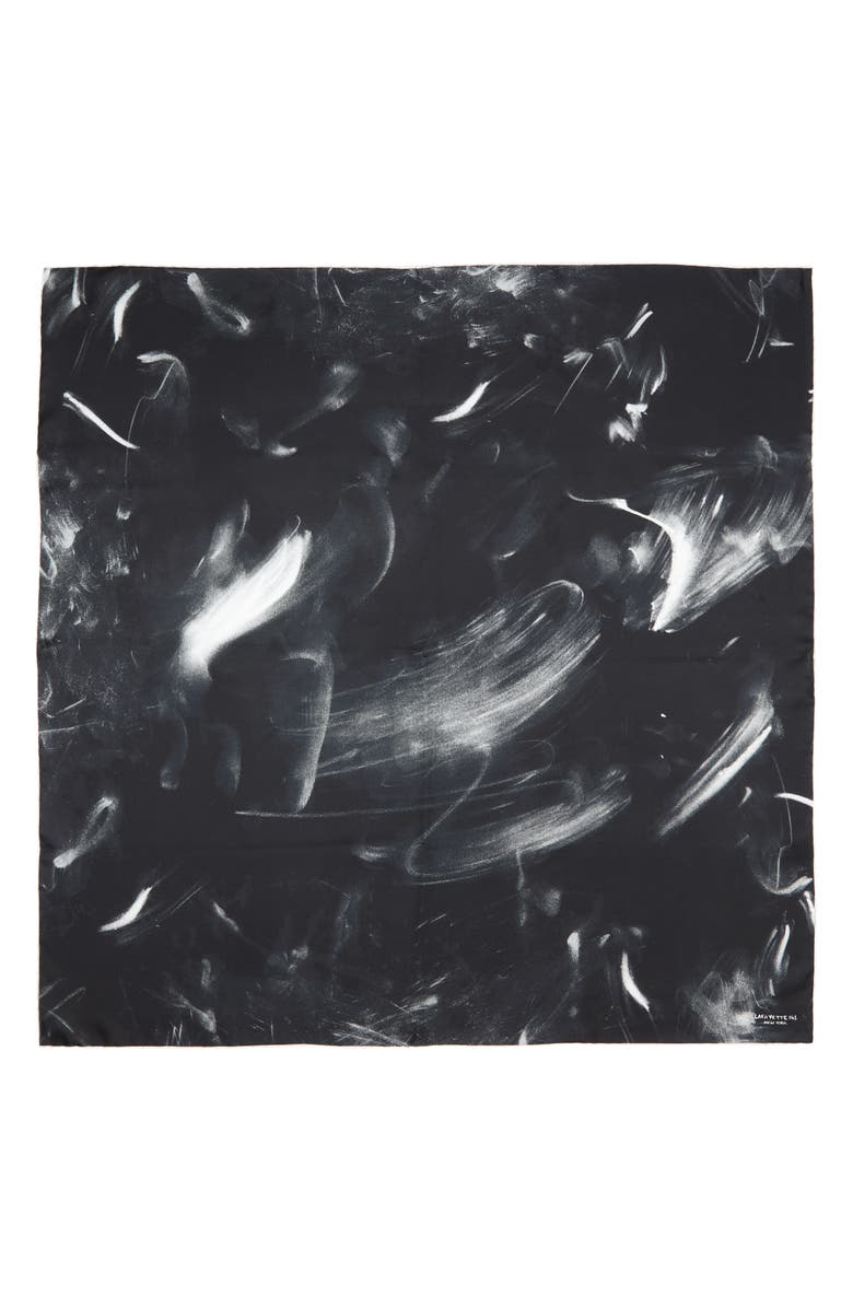 Lafayette 148 New York Charcoal Dust Square Silk Scarf, Main, color, Black Multi
