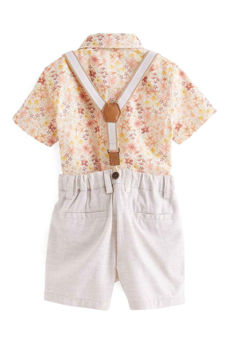 Kids' Floral Shirt, Shorts, Tie & Suspenders Set, Alternate, color, PINK