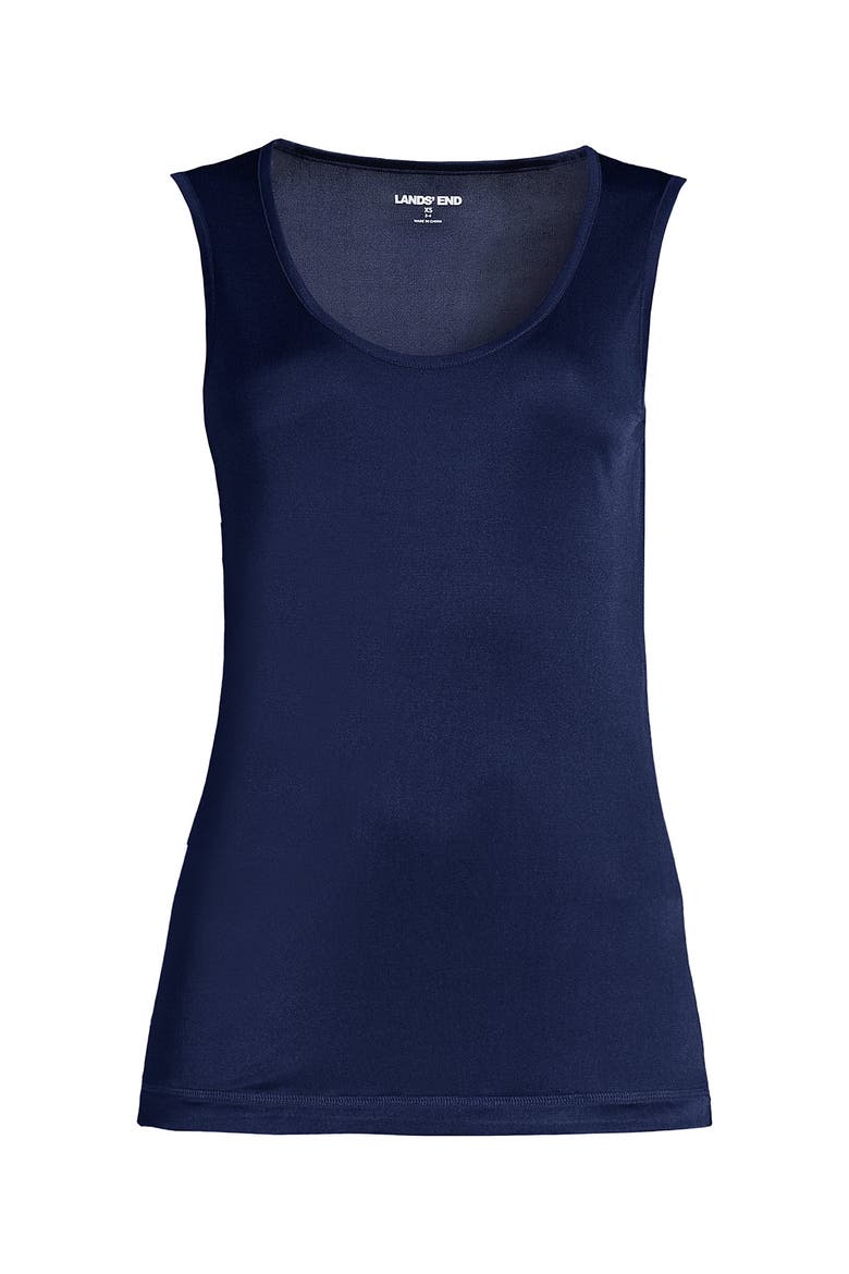 Petite Silk Interlock Thermal Long Underwear Base Layer Tank Top, Alternate, color, Deep Sea Navy