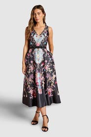 Coast Placement Print V Neck Midi Dress