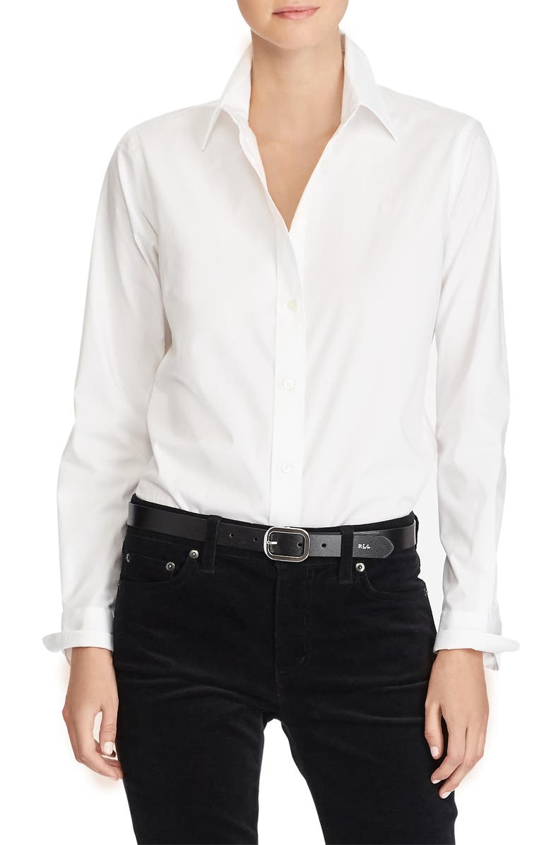 Lauren Ralph Lauren Easy Care Stretch Cotton Shirt, Alternate, color, White