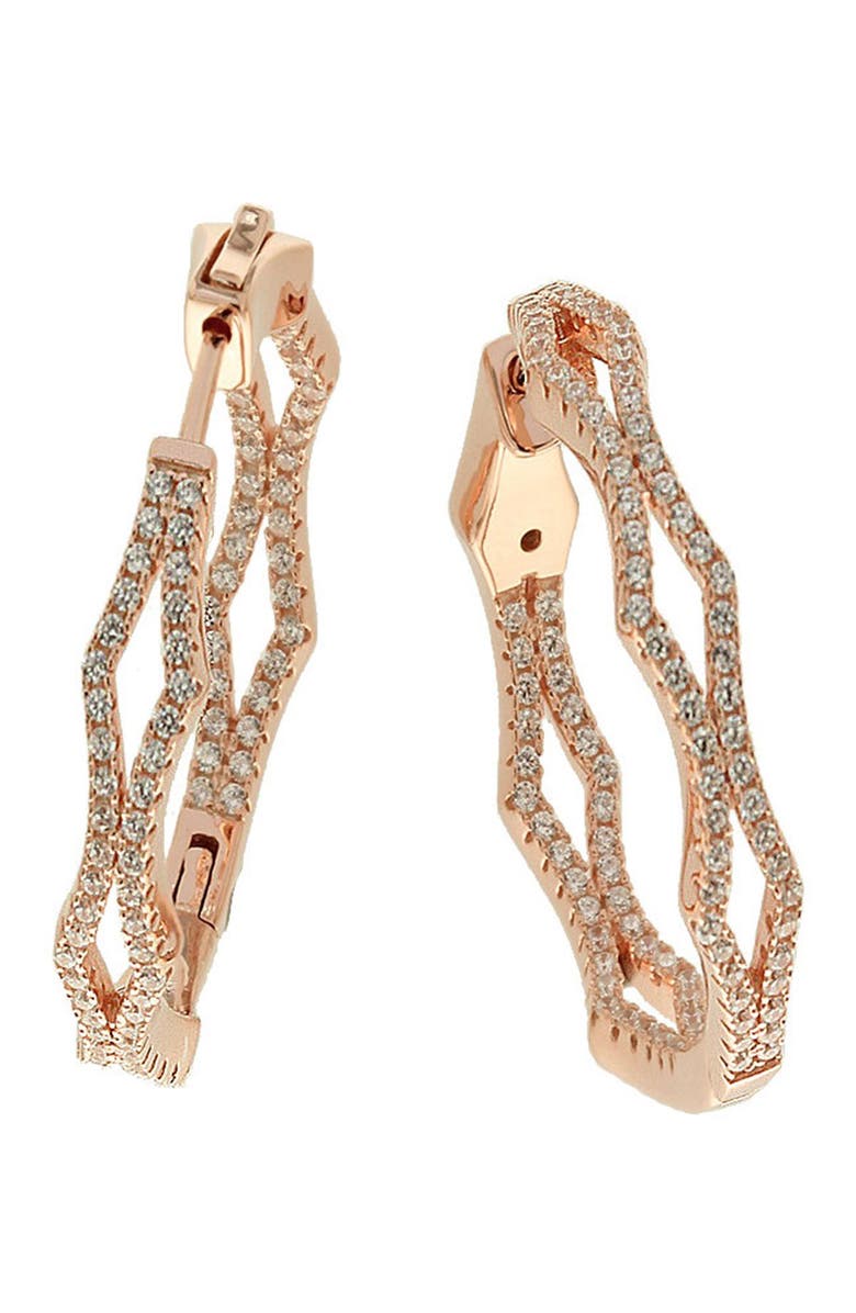 SUZY LEVIAN Pavé Cubic Zirconia Hoop Earrings, Main, color, 