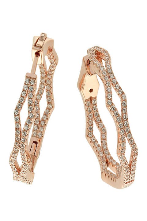 Pavé Cubic Zirconia Hoop Earrings