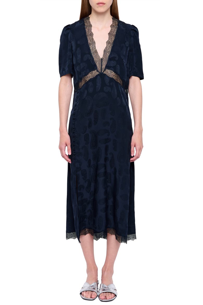 Redox Paisley Jacquard Silk Midi Dress, Main, color, ENCORE