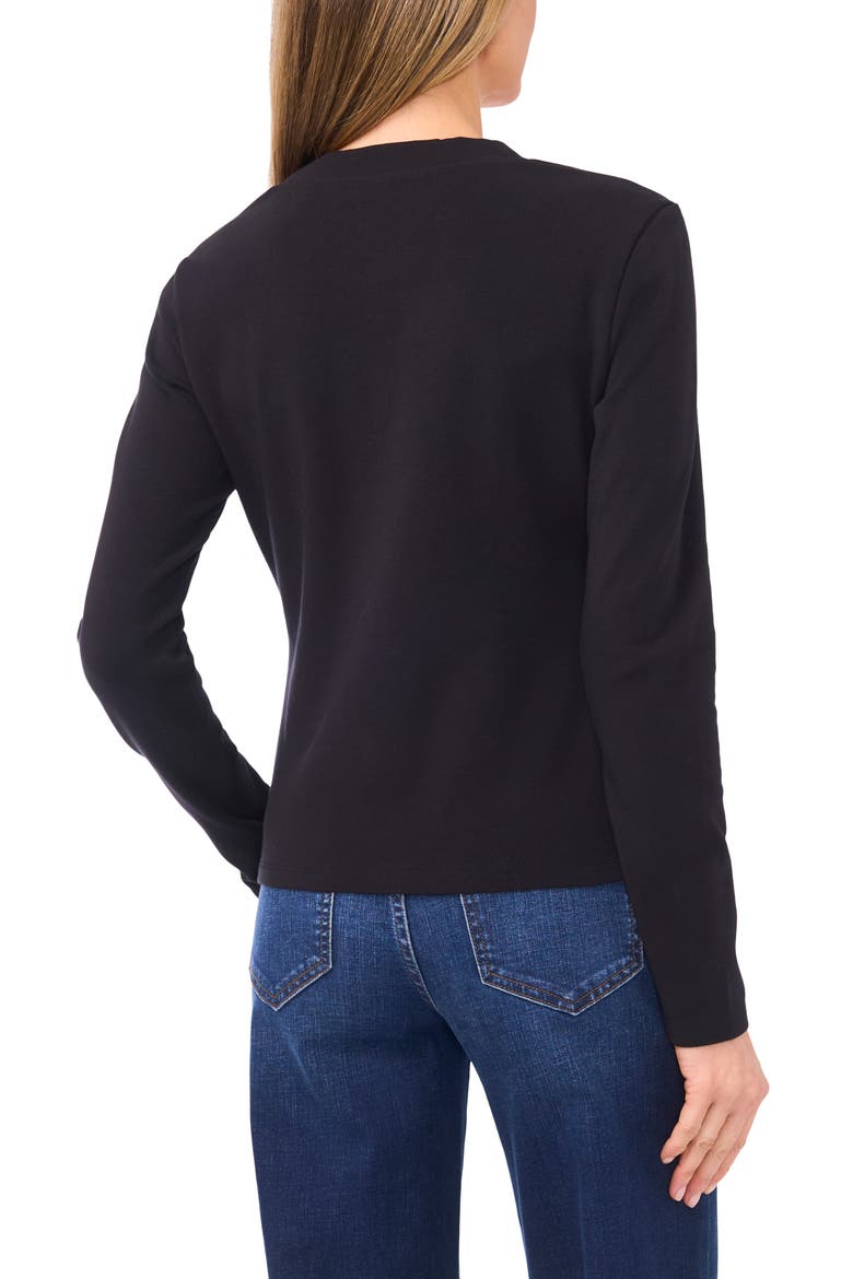 Flower Button Knit Cardigan, Alternate, color, RICH BLACK