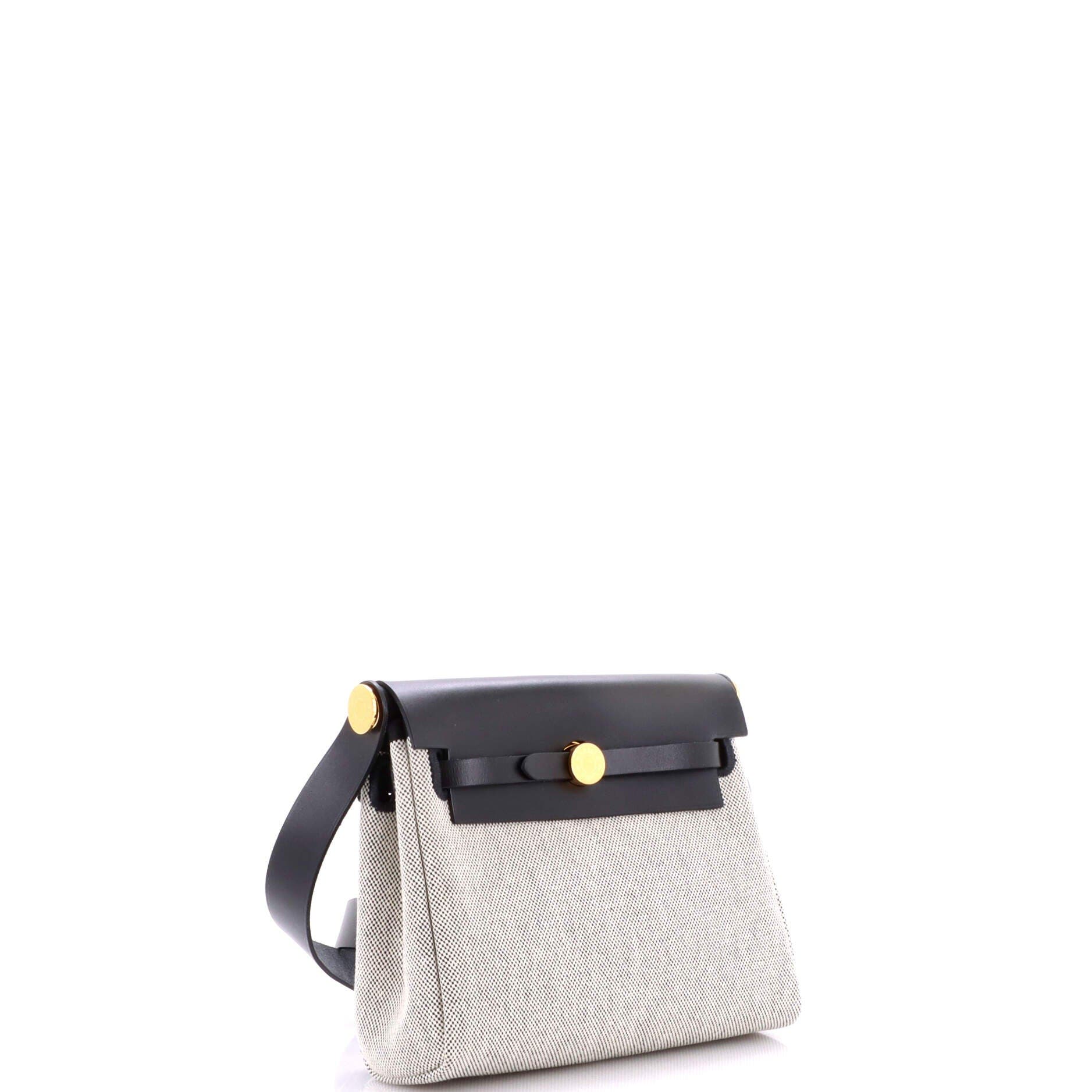 Pre-Owned Hermes Herbag Zip Toile and Leather 20, Alternate, color, Noir