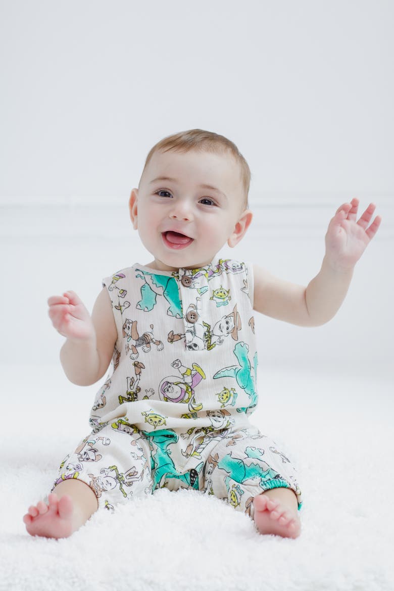 Toy Story Gauze Romper and Shirt and Shorts Set, Alternate, color, Oatmeal Toy Story