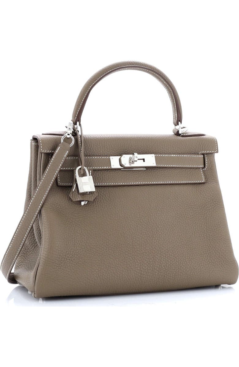 Pre-Owned Hermes Kelly Handbag Grey Togo with Palladium Hardware 28, Alternate, color,