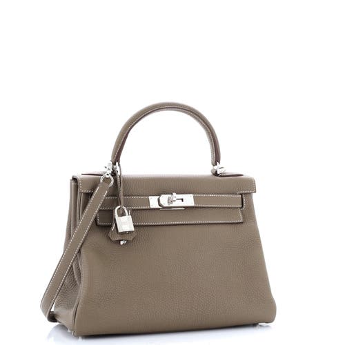 Pre-owned Hermes  Hermes Kelly Handbag Grey Togo With Palladium Hardware 28 In Brown