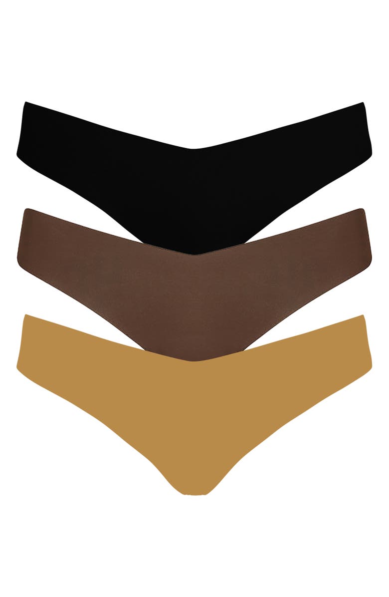 Commando Assorted 3-Pack Classic Microfiber Thongs, Main, color, 