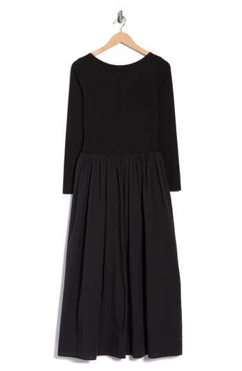 Wayf Colorblock Long Sleeve Dress In Black
