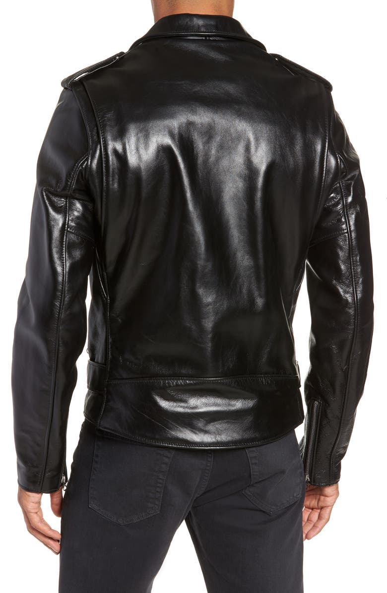Schott NYC Waxy Cowhide Leather Motorcycle Jacket, Alternate, color, 
