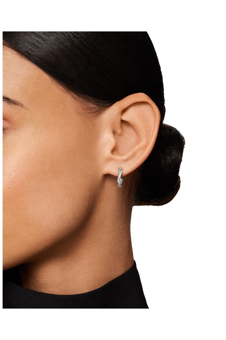 Petite Infinity Huggie Hoop Earring with Pavé Diamonds, Alternate, color, DIAMOND/ SILVER