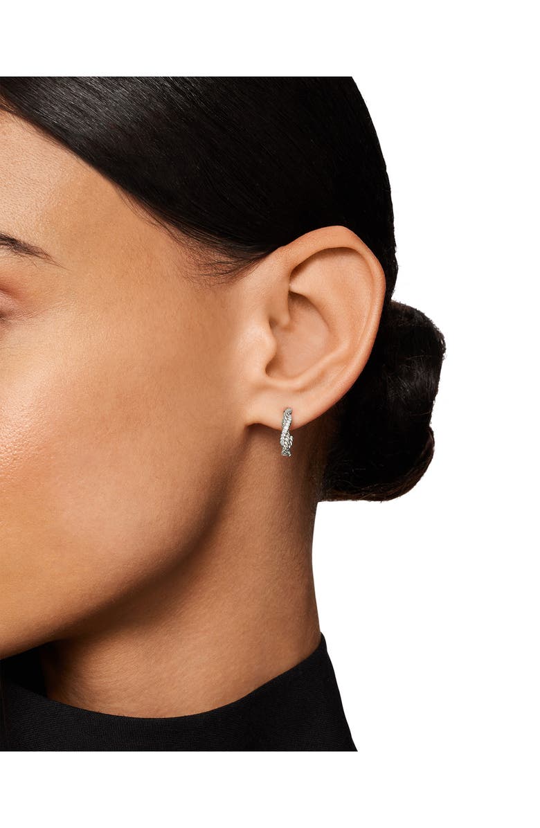 David Yurman Petite Infinity Huggie Hoop Earring with Pavé Diamonds, Alternate, color, Diamond/ Silver