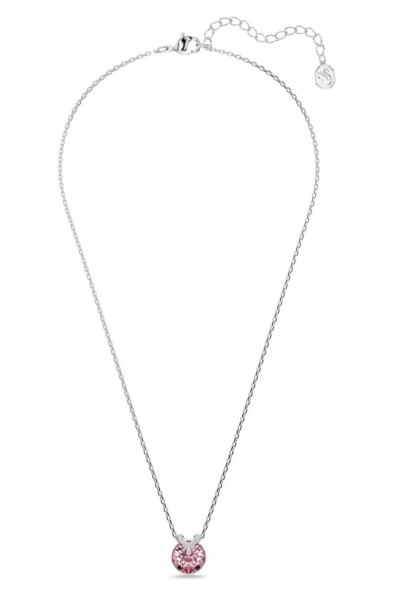 Bella Crystal Pendant Necklace, Alternate, color, PINK/ SILVER