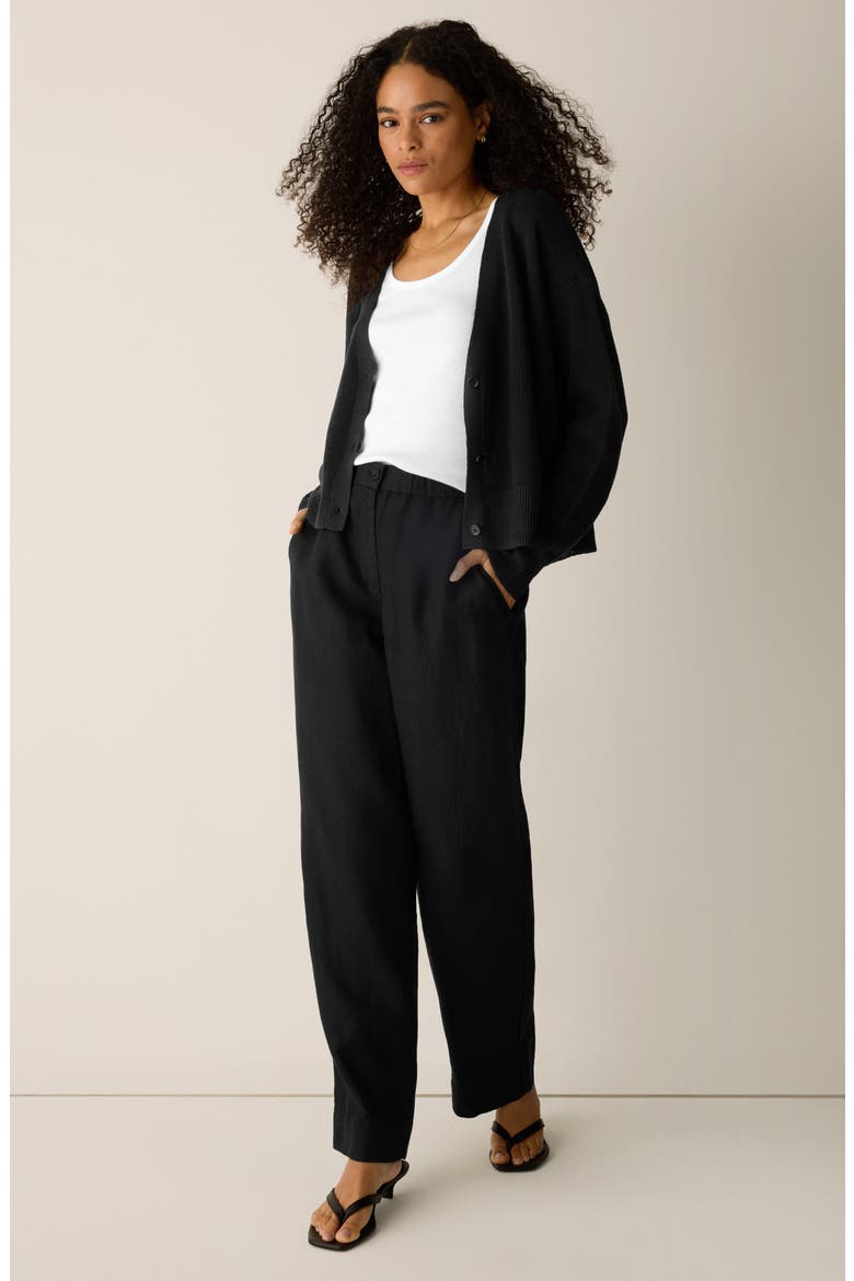 Straight Leg Linen Pants, Alternate, color, BLACK
