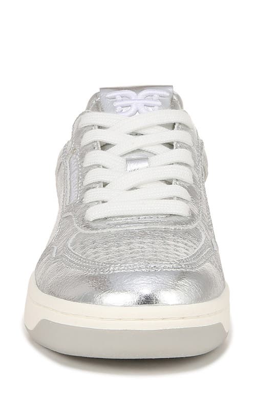 Sam Edelman Harper Womens Faux Leather Metallic Casual And Fashion Sneakers In Soft Silver