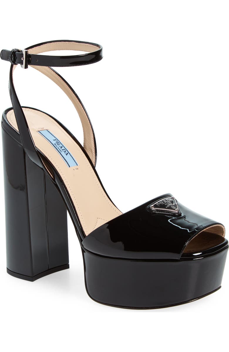 Prada Patent Platform Sandal, Main, color,