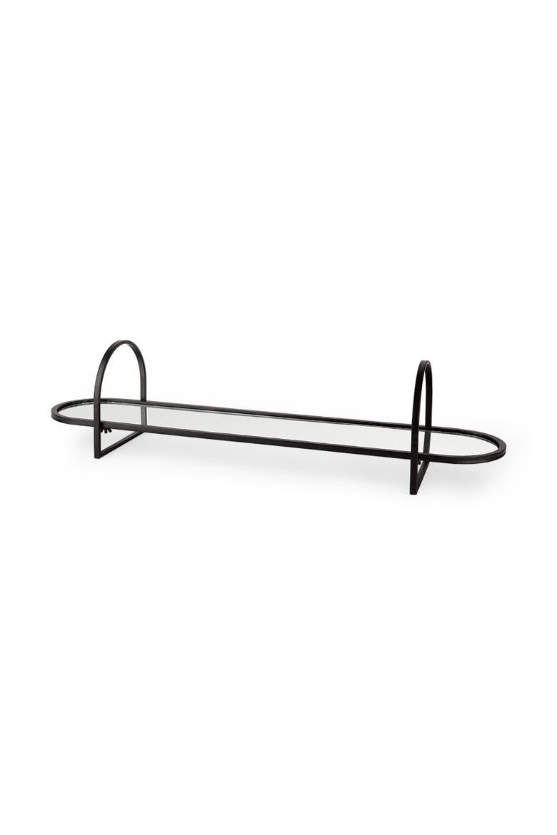 Evianna Mirrored Metal Frame Tray, Main, color, Black