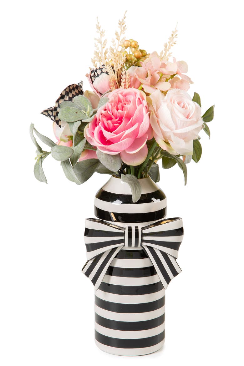 Courtly Bow Vase, Alternate, color, BLACK/ WHITE