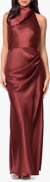Betsy & Adam Charmeuse Halter Dress