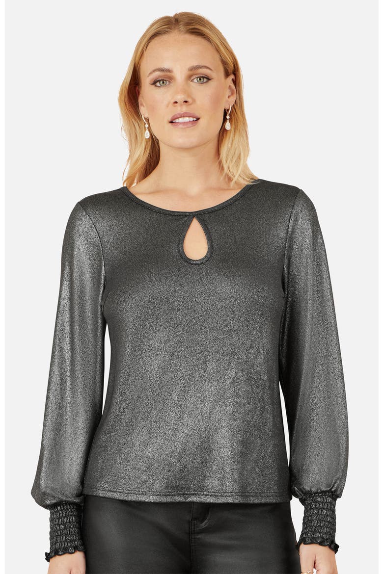 Metallic Bow Back Top, Main, color, Black