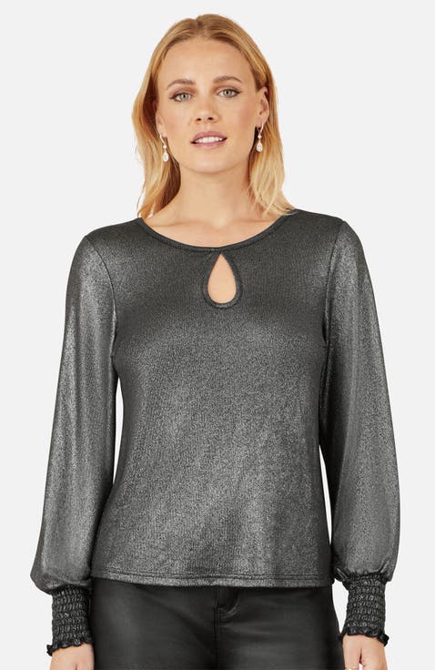Metallic Bow Back Top