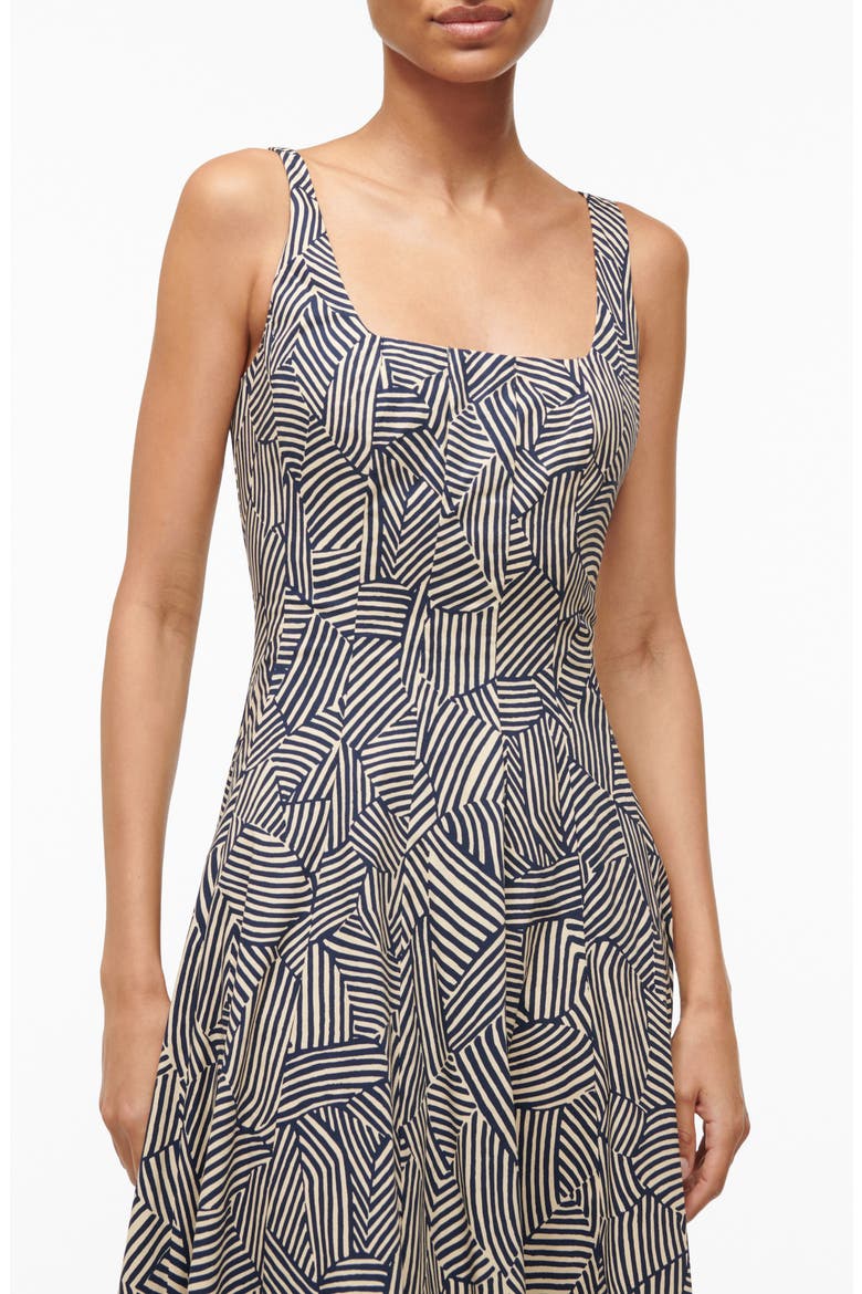 Wells Abstract Print Stretch Cotton Dress, Alternate, color, NAVY MOSAIC