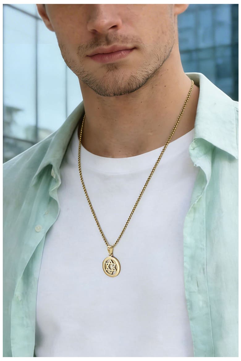 Star of David Pendant Necklace, Alternate, color, GOLD