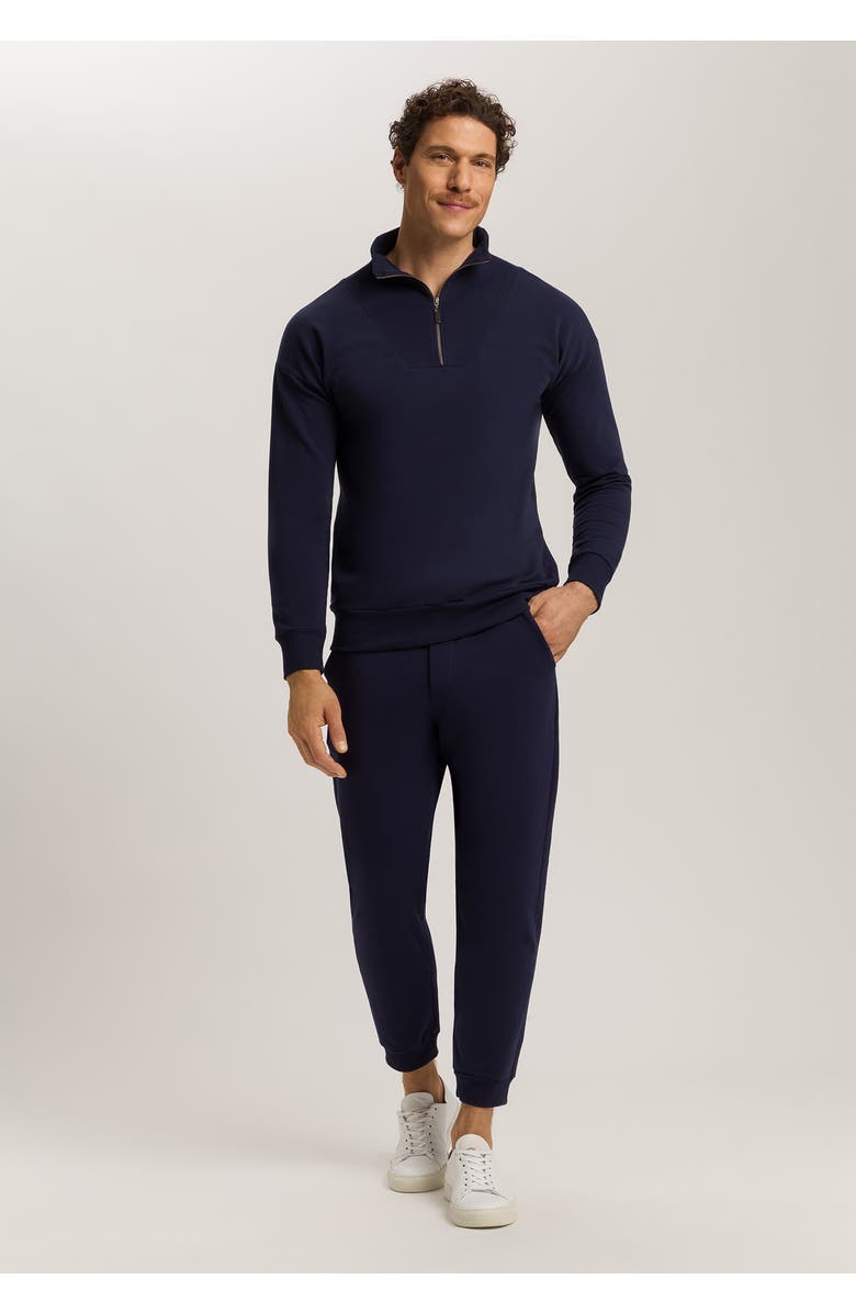 Hanro Natural Living Organic Cotton French Terry Sweatshirt, Alternate, color, Deep Navy