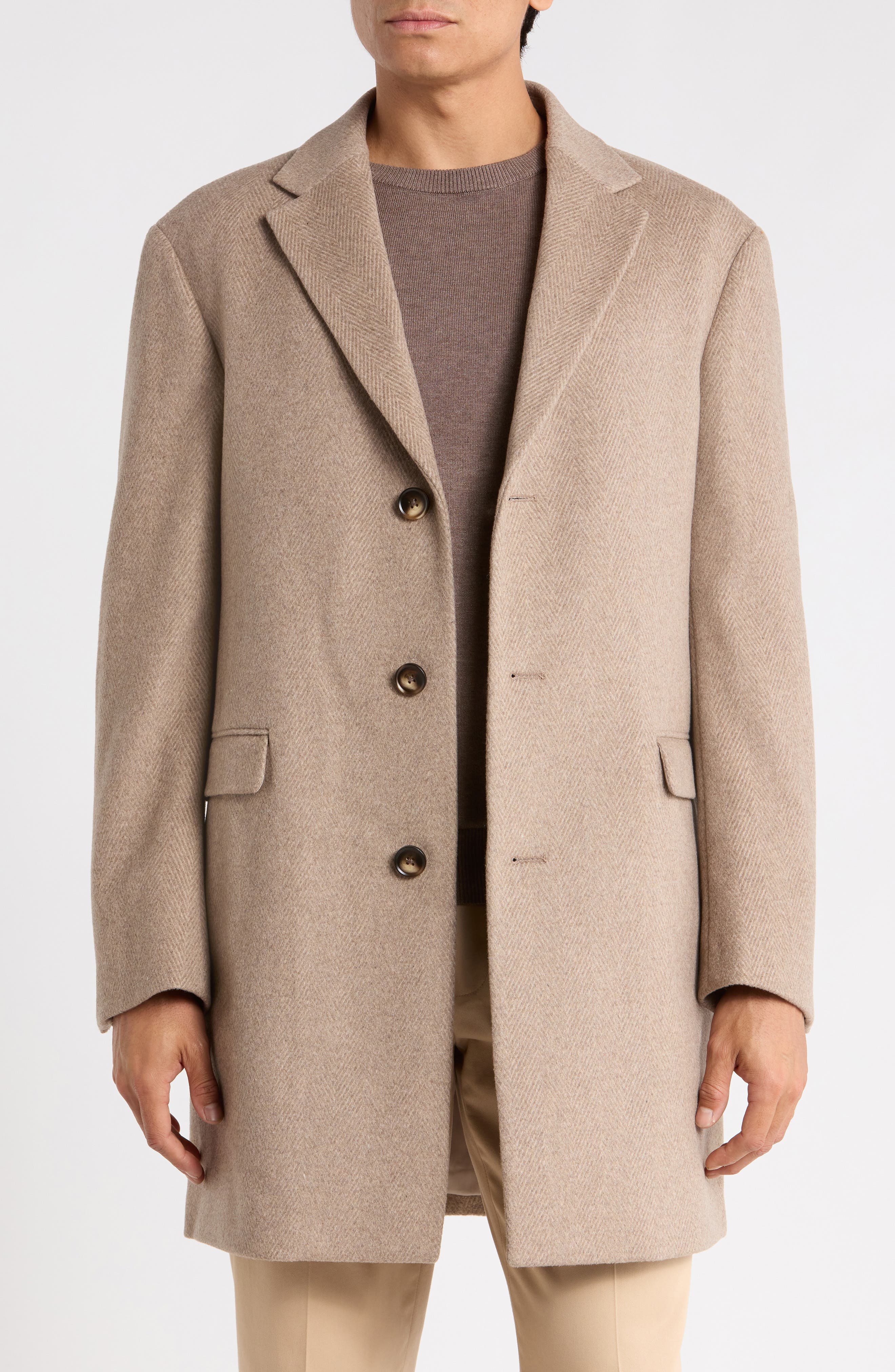 Herringbone Wool Blend Topcoat