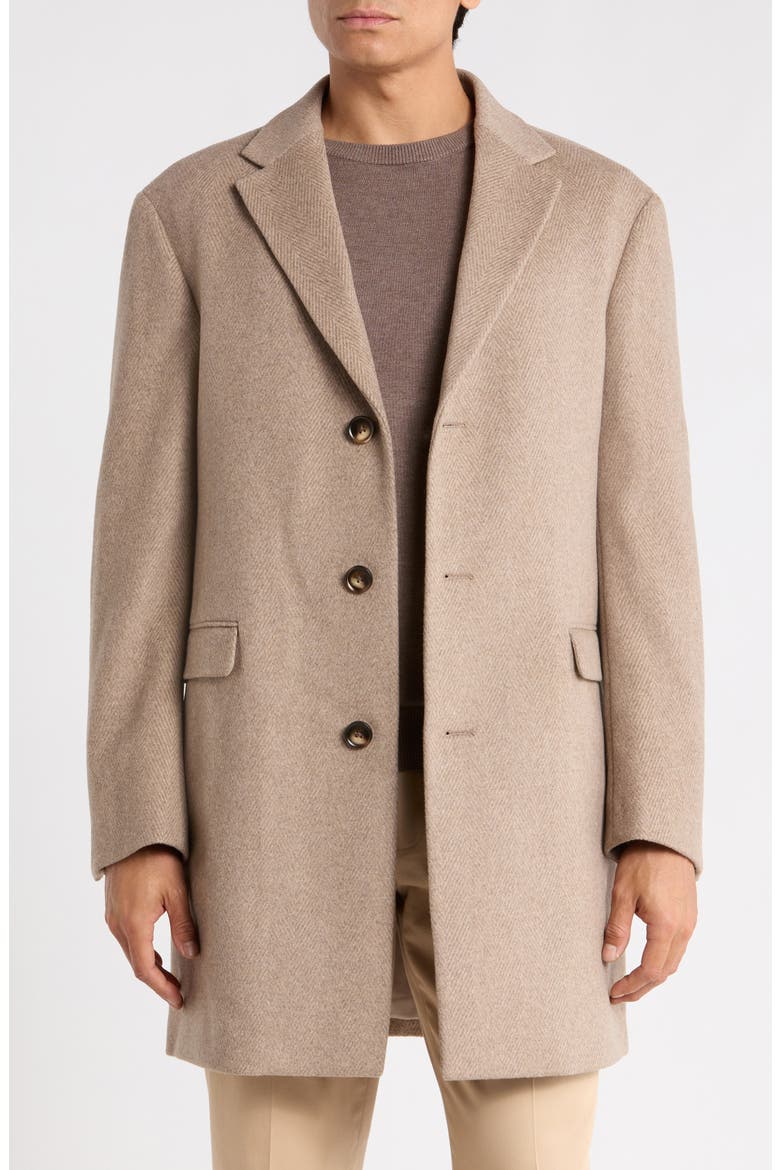 Herringbone Wool Blend Topcoat, Main, color, TAUPE HRBN