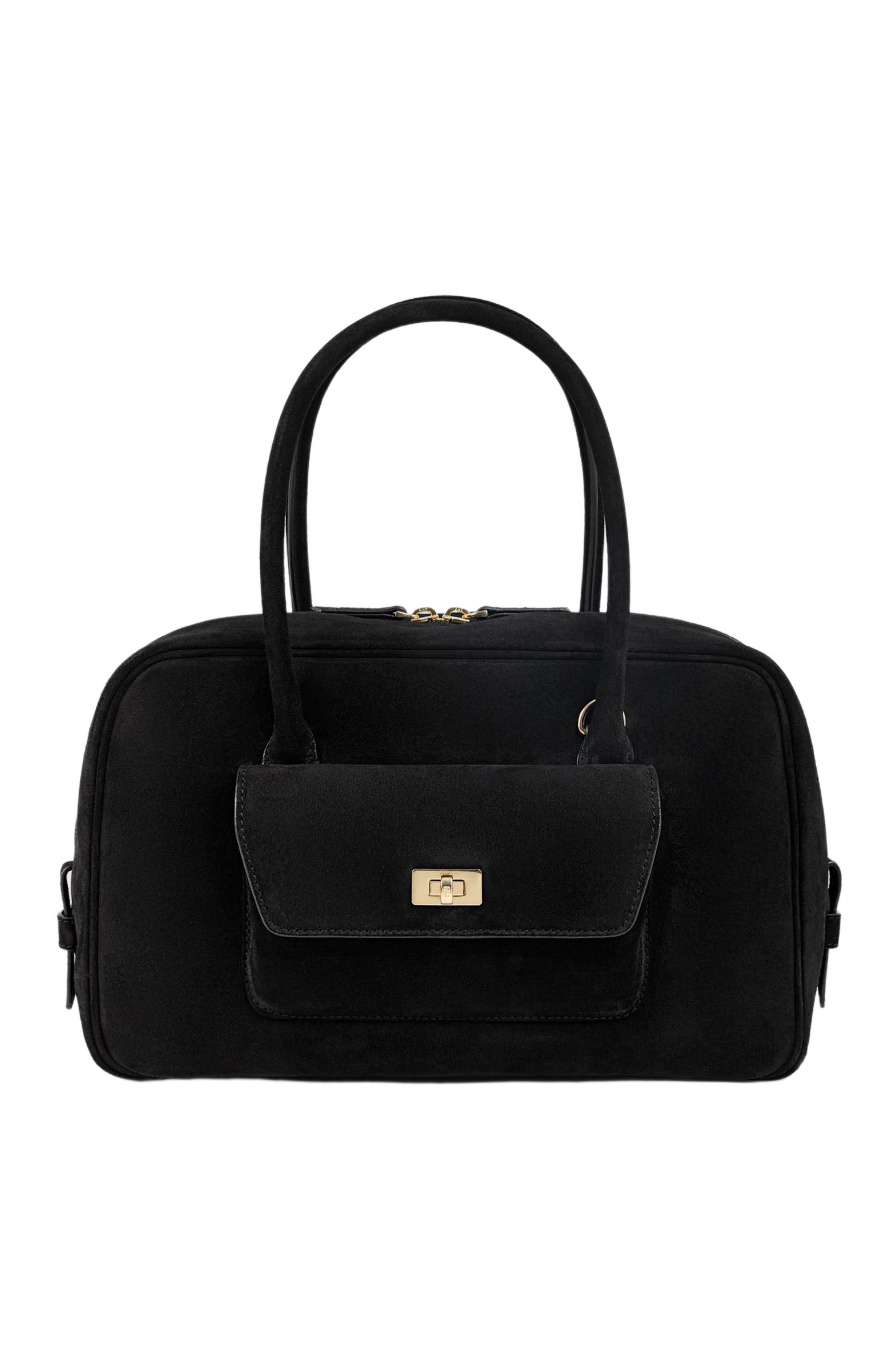 SANDRO Ezmeh suede bag, Main, color, Black