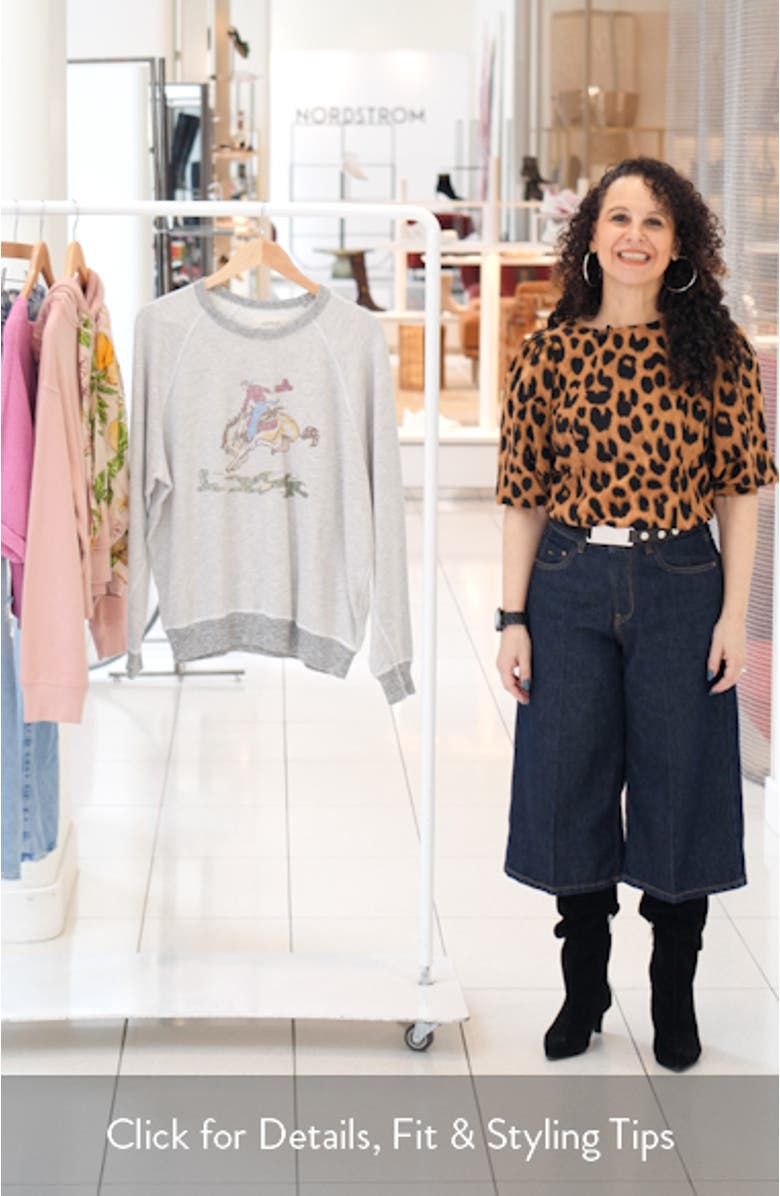 College Raglan Sleeve Cotton Graphic Sweatshirt, sales video thumbnail