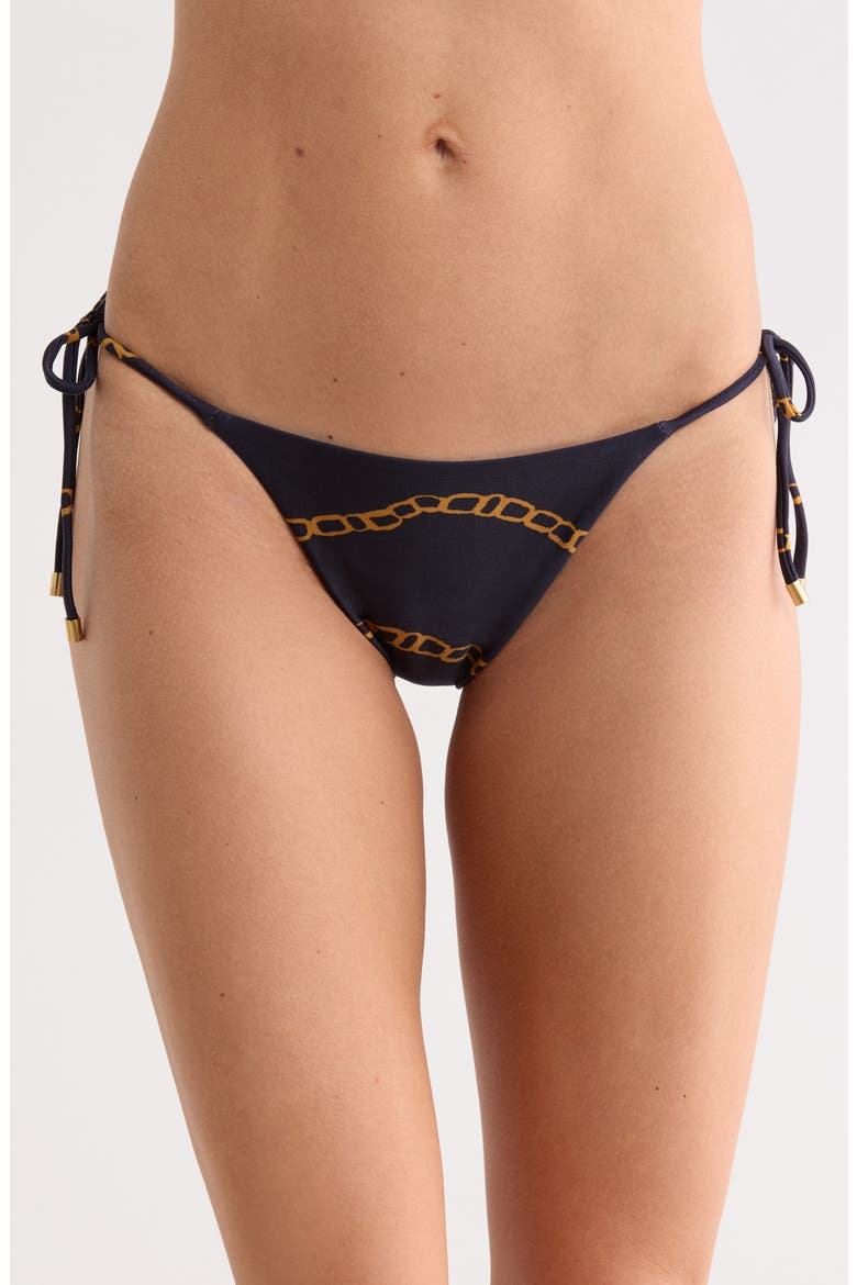 Nautique Side Tie Brazilian Bikini Bottoms, Main, color, NAVY