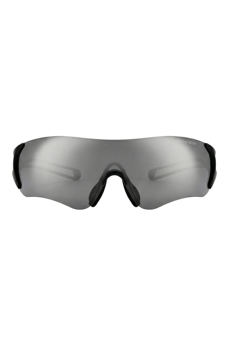 Aero 73mm Oversize Shield Sunglasses, Main, color, BLACK/ SILVER